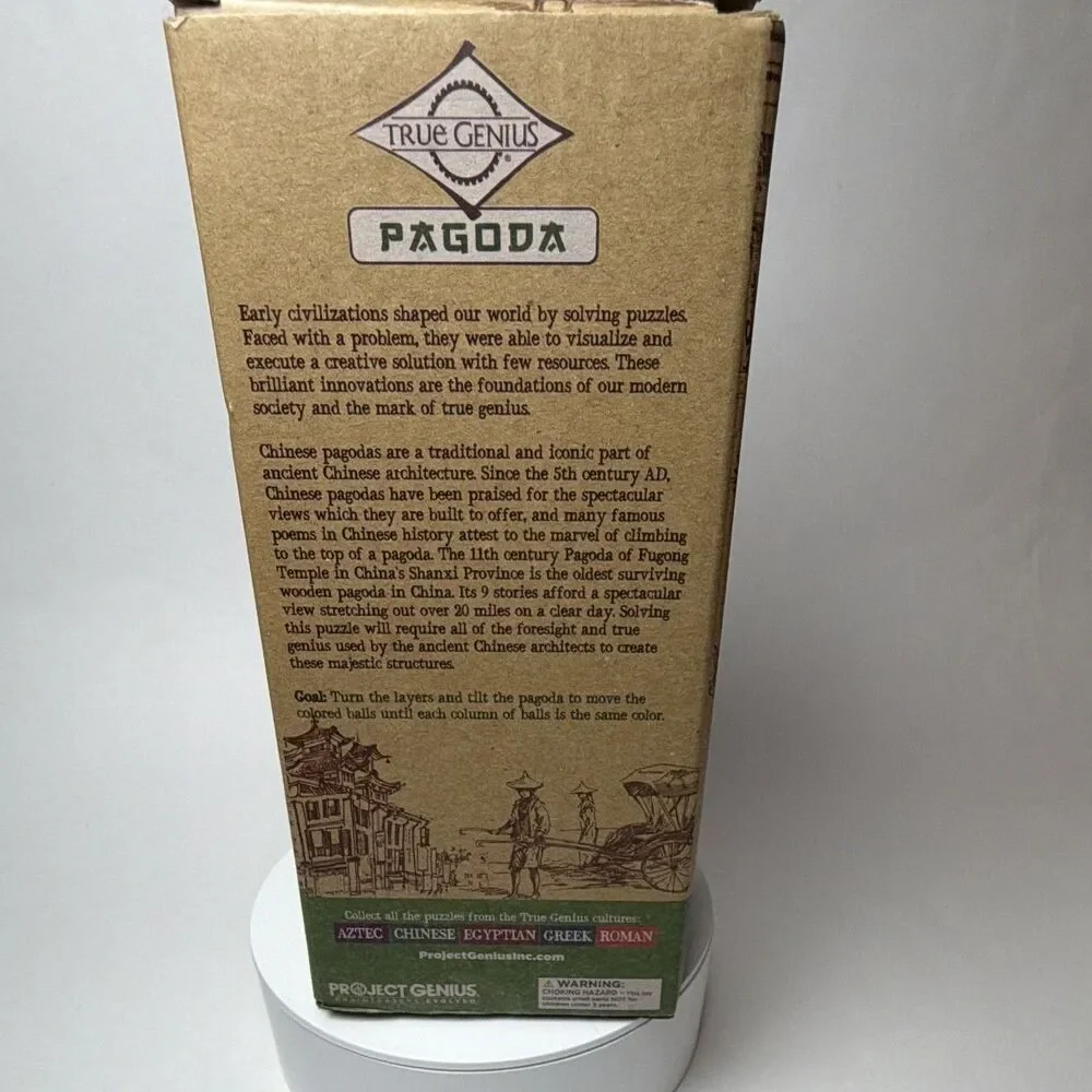 Project Genius True Genius Pagoda Wood Brain Teaser Puzzle, Recommended 14+